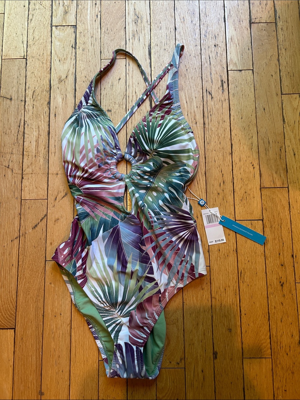 Bleu Rod Beattie Women’s One-Piece Swimsuit - Purple Green Tropical Print